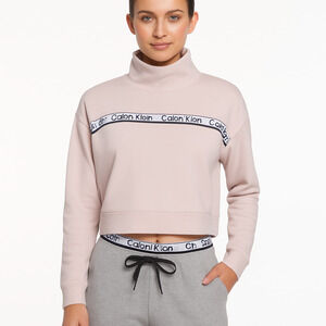 Calvin Klein Performance Women's Double-Stripe Logo Pullover Pink‎ Size S